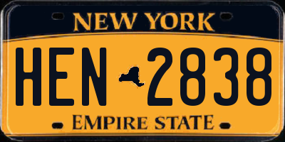 NY license plate HEN2838