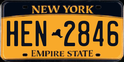 NY license plate HEN2846