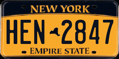 NY license plate HEN2847