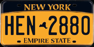 NY license plate HEN2880