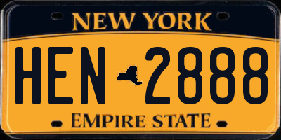 NY license plate HEN2888