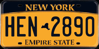 NY license plate HEN2890