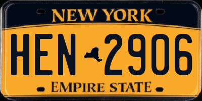 NY license plate HEN2906