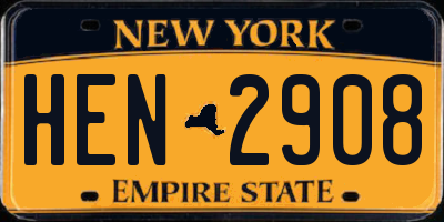 NY license plate HEN2908