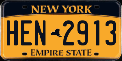 NY license plate HEN2913