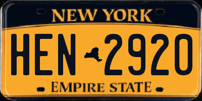 NY license plate HEN2920