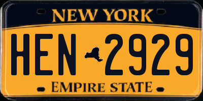 NY license plate HEN2929