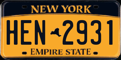 NY license plate HEN2931