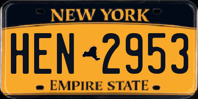 NY license plate HEN2953