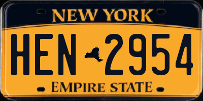 NY license plate HEN2954