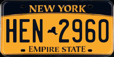 NY license plate HEN2960