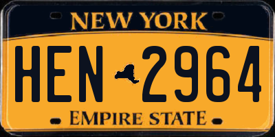 NY license plate HEN2964