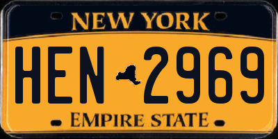 NY license plate HEN2969