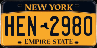 NY license plate HEN2980