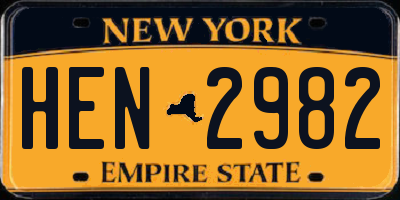 NY license plate HEN2982