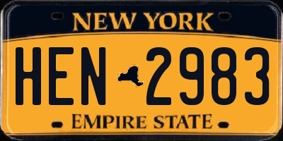 NY license plate HEN2983