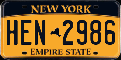 NY license plate HEN2986