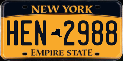 NY license plate HEN2988