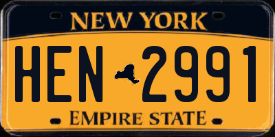 NY license plate HEN2991