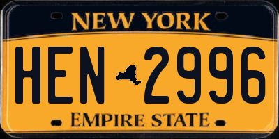 NY license plate HEN2996