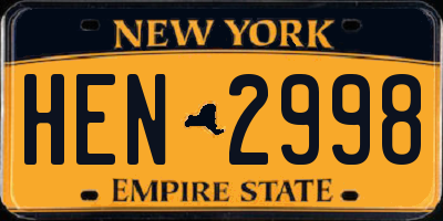 NY license plate HEN2998