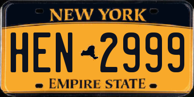 NY license plate HEN2999
