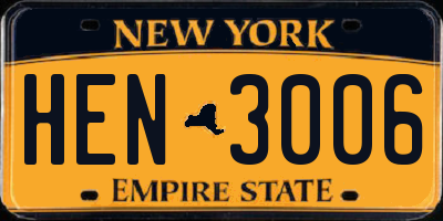 NY license plate HEN3006