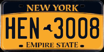 NY license plate HEN3008