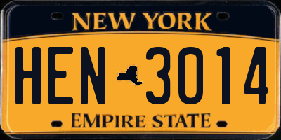 NY license plate HEN3014