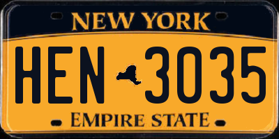 NY license plate HEN3035