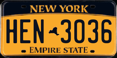 NY license plate HEN3036