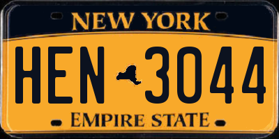 NY license plate HEN3044