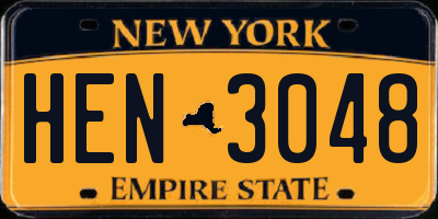 NY license plate HEN3048