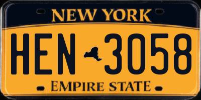 NY license plate HEN3058