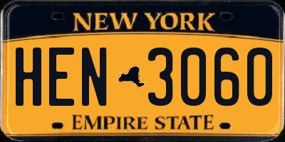 NY license plate HEN3060