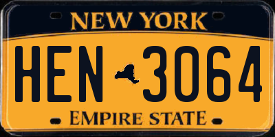 NY license plate HEN3064
