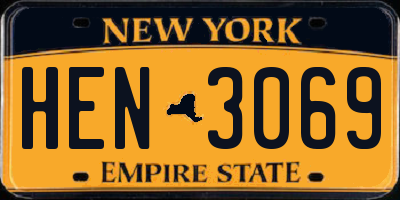 NY license plate HEN3069
