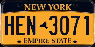NY license plate HEN3071