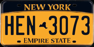 NY license plate HEN3073