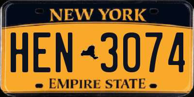 NY license plate HEN3074