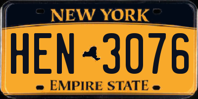 NY license plate HEN3076