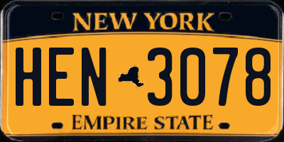 NY license plate HEN3078