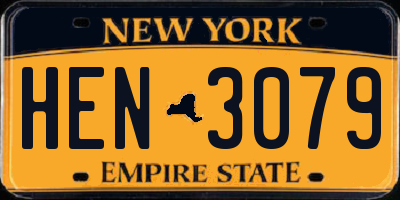 NY license plate HEN3079