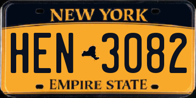 NY license plate HEN3082