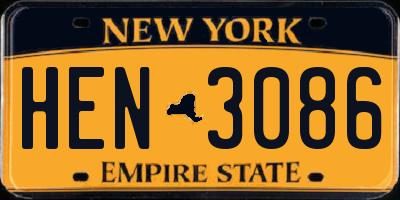 NY license plate HEN3086