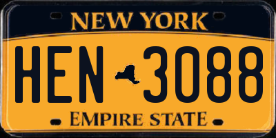 NY license plate HEN3088