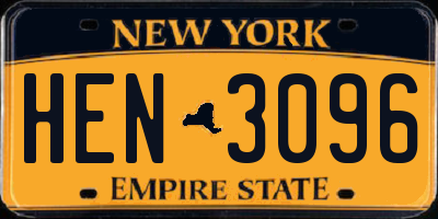 NY license plate HEN3096