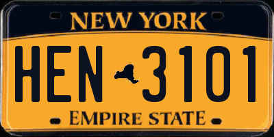 NY license plate HEN3101