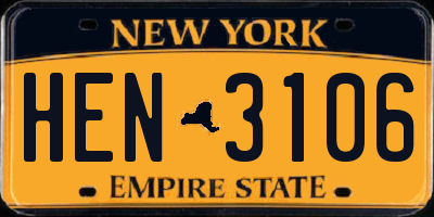 NY license plate HEN3106