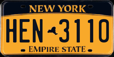 NY license plate HEN3110